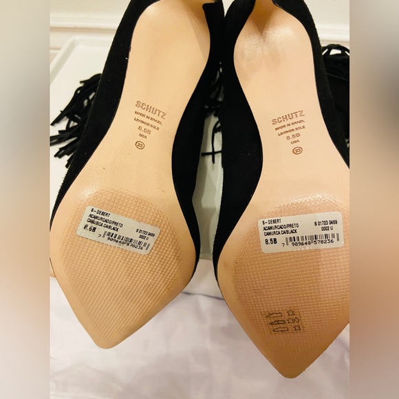 Schutz Black Suede Fringe Ankle Booties - Picture 5 of 6